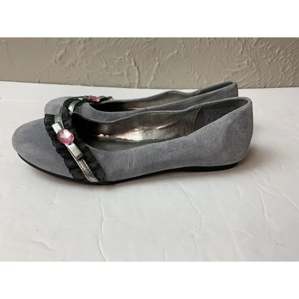 SKECHERS Somethin Else Gray Flats Gemstone Accent Womens Ballet Shoes‎ Size 5.5